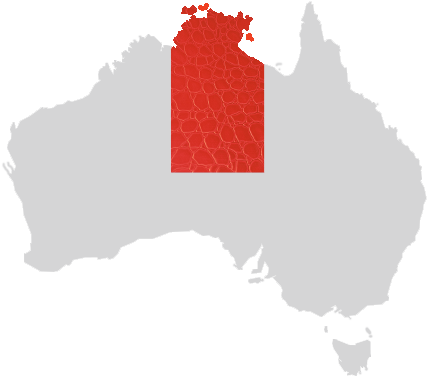 Map of Australia highlighting the Northern Territory